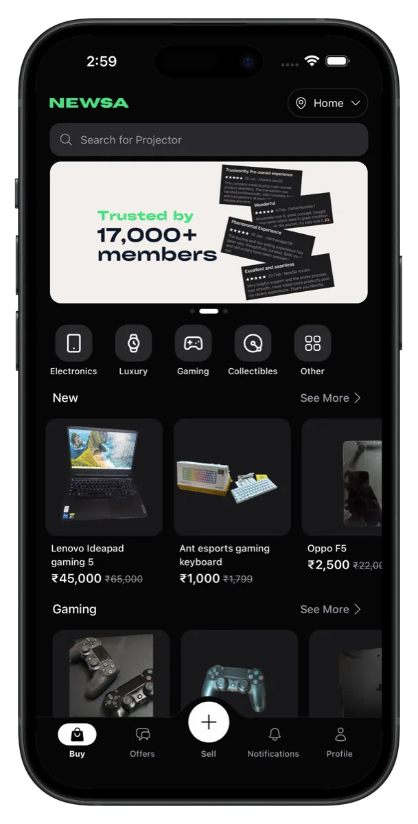NewSa home screen trusted by 17,000+ members